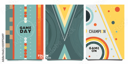 retro sports cards vector illustration game day