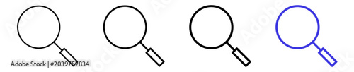 Fotografie Search magnifying glass discovery find linear icon collection design