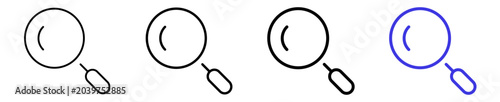 Foto Search, find, magnifying glass, discovery focus linear icon collection design
