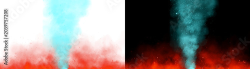 PNG image of Vibrant blue and red smoke illustration, dynamic abstract vapor, colorful mist effect, energetic steam texture for backgrounds and overlays isolated on Transparent Background