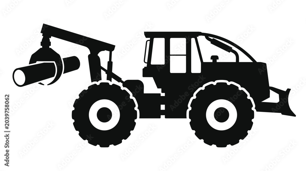 Obraz premium Logging machine with grapple holding a log.