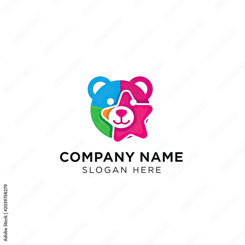 Fototapeta premium Colorful Creative Bear Star Logo Design