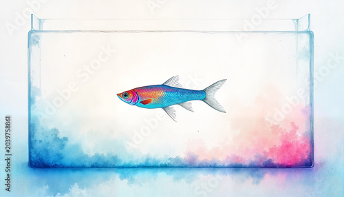 Colorful fish swimming in a clear aquarium background  
