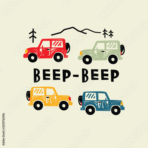 Φωτογραφία Beep Beep Off-Road Vehicles Illustration