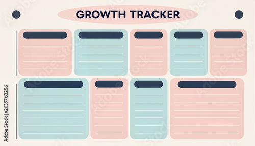 Growth tracker template in pastel colors on light background
