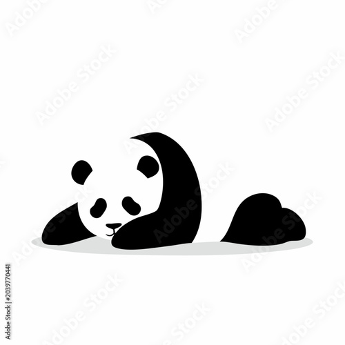 Foto Cute Minimalist Vector Illustration of a Lazy Giant Panda Lying Down and Sleepin