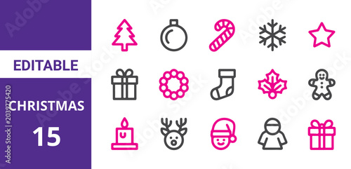 set of christmas tree graphic art with line doodle hand drawn vector illustration isolated on black