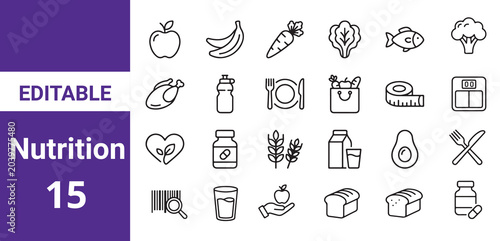 Line icons set. Fruit pack. Vector illustration