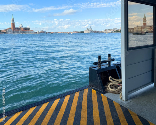 Bild auf Leinwand View from vaporetto station to San Giorgio Maggiore, Santa Maria della Salute an