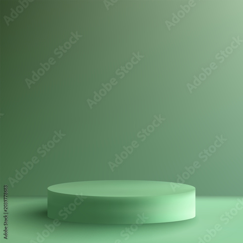 Light mint 3D podium on white background, minimalist scene for product presentation.
