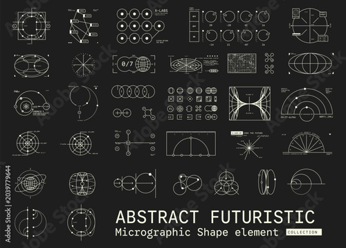 Foto Set of abstract Micrographic shape element Futuristic UI Cyber Futuristic techno
