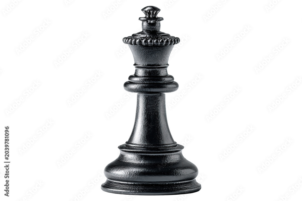 Fototapeta premium Black matte chess queen piece isolated on transparent background
