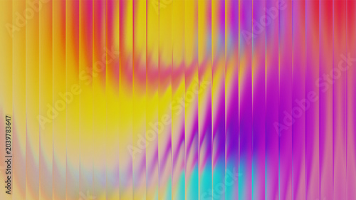 Foto Abstract fractal glass background featuring vertical multicolor light refractions in yellow, orange, pink, purple, magenta, and cyan forming a flowing wave