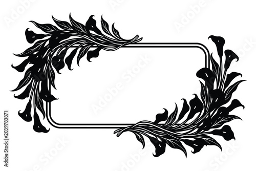 Calla lilies floral frame rectangular border decorative ornament for wedding invitations.