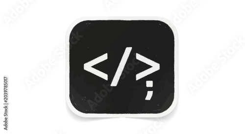Foto Coding icon, brackets, semicolon, programming symbol, digital art, white backgro