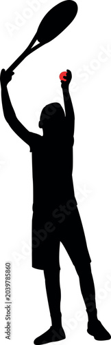 a boy playing tennis, silhouette vector
