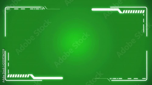 Futuristic green screen overlay animation with glowing neon frame and digital interface