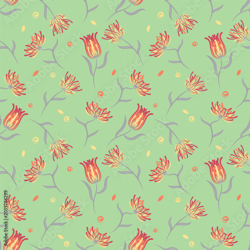 Seamless abstract flower background illustration eps10.Beautiful colourful repeating pattern with flowers made with different brushes.Neat floral pattern for textile print,wallpaper,gift wrapping.