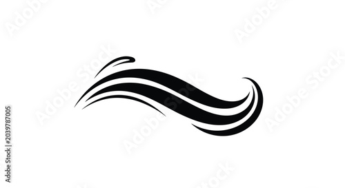 Bold black calligraphic wave or flourish element that can be used for decorative accents in typography and design.