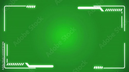 Futuristic green screen overlay animation with a digital frame and glowing lines