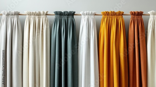 Bright curtains in various colors create a harmonious atmosphere in a welcoming space