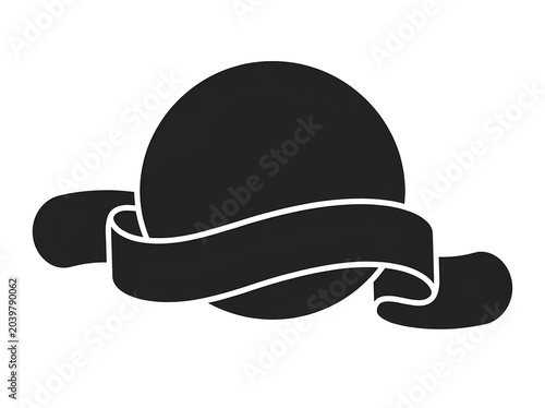 Black ribbon wrapped around a circle symbol