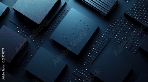 Close up view of sleek dark circuit boards displaying unique textures and patterns