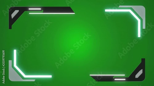 Futuristic frame animation on green screen background for video editing and motion graphics