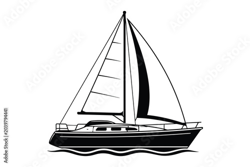 Canvas Print Sleek sailboat gliding on calm water