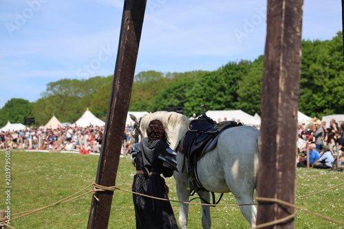 Billede på lærred knight turned away near horse