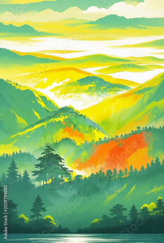 landscape with rainbow