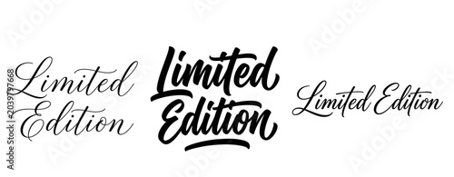 A limited edition logo on a transparent background with elegant script font