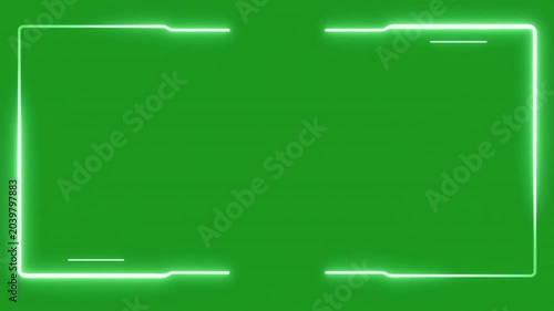 Green screen neon frame animation background for video editing and motion graphics