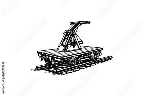 Fotografía Vintage railway crane flatcar on tracks