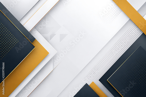 Modern Corporate Geometric Background with White and Gold Layers for Business Presentation