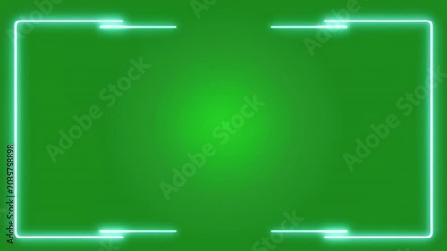 Neon frame on green screen background animation for video editing and motion graphics