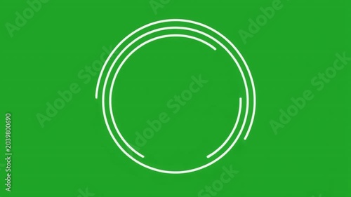 Abstract animated circle lines on a green screen background for video editing and motion graphics