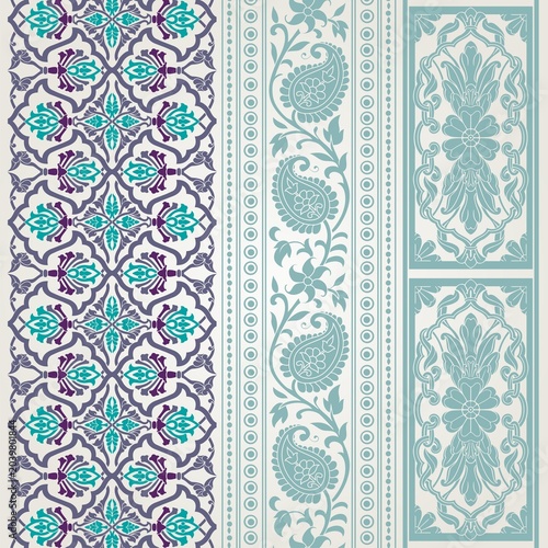 wedding card design, traditional paisley floral pattern , royal India	
