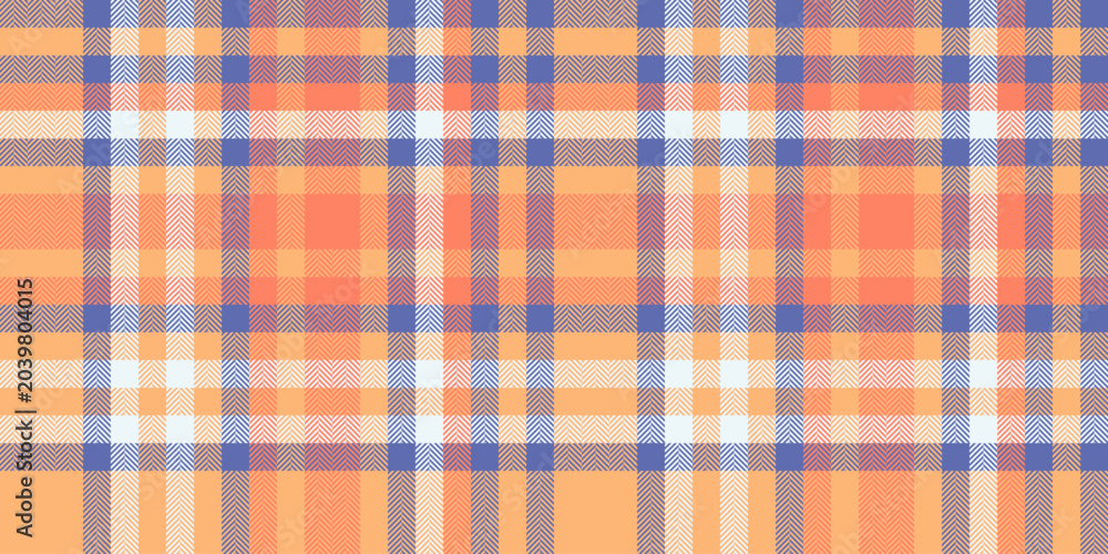 Fototapeta premium Dress vector check seamless, shabby tartan textile background. Picnic blanket pattern fabric plaid texture in orange and blue colors.