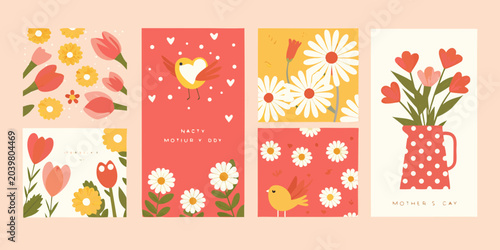 mother s day floral cards vector mothers day