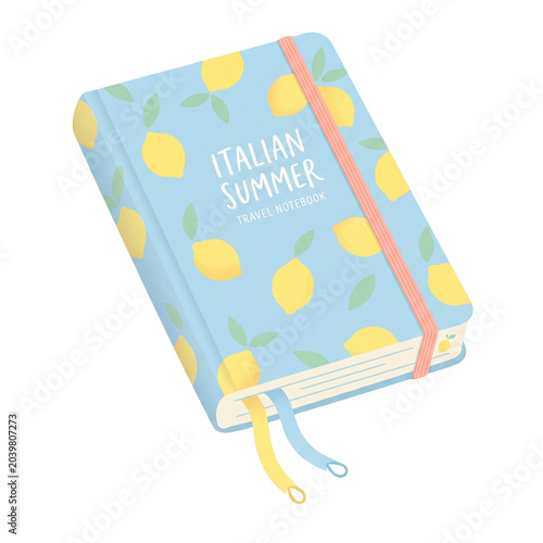 Italian Summer Travel Notebook Clipart PNG Isolated on Transparent Background