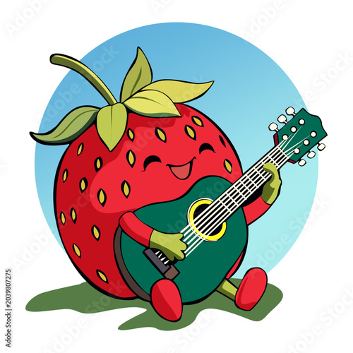 An illustration of strawberries playing music happily, suitable for all business needs.