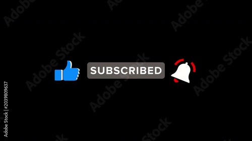 Subscribe Button Animation with Like and Notification Bell 3D (transparent background)