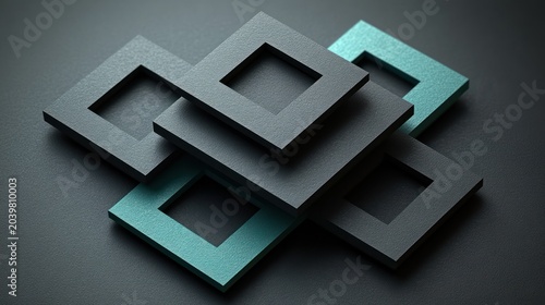 Textured squares overlap in a thoughtful design showcasing contrast in color and depth