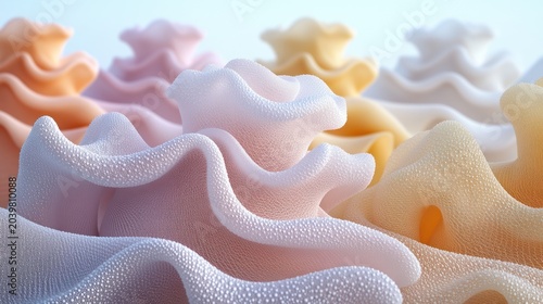 Swirling shapes in gentle hues blend harmoniously to evoke a serene atmosphere