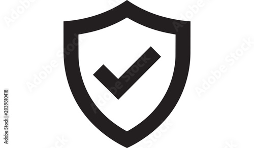 Black shield icon with check mark