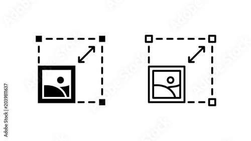Resize Scale Image Glyph and Line Icon Set
