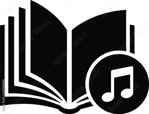 Fotografía Music book icon silhouette for educational and musical themes