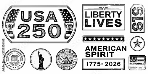 Bild auf Leinwand Vintage style commemorative seals and emblems with patriotic american themes