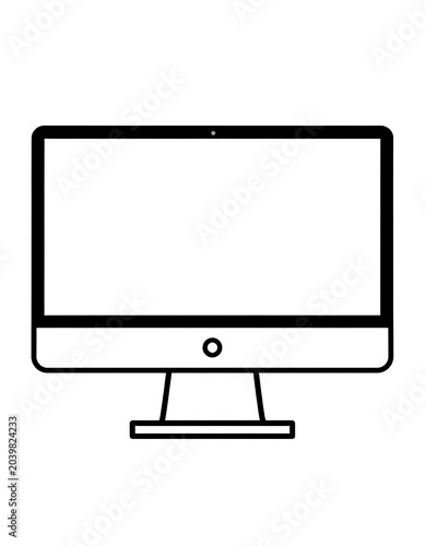 Minimalist Computer Monitor Line Drawing.